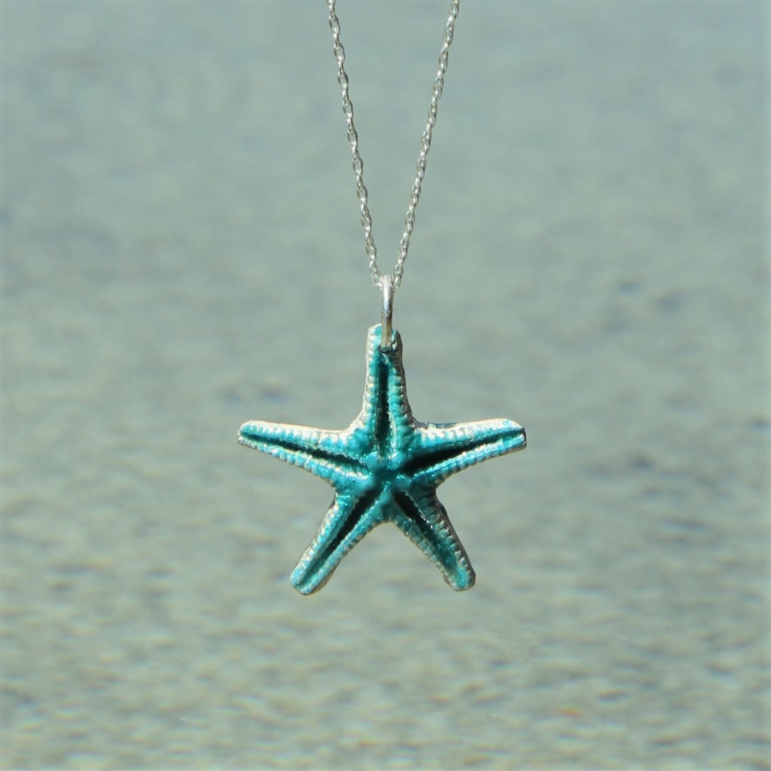 Sterling Silver Oxidized Starfish Pendant w/Chain - Sunshine Jewelers