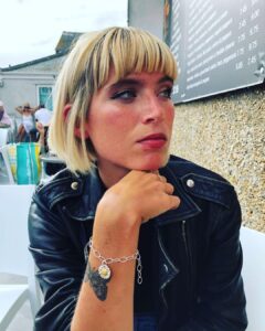 Molly Hocking, winner of The Voice UK 2019 models the Silver and Gold Daisy Bracelet